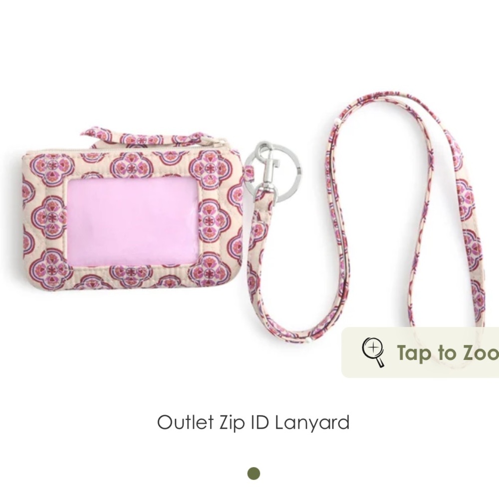Vera Bradley Lavender Geo Zip ID Lanyard